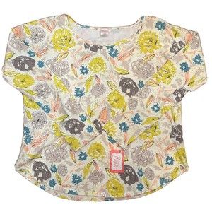NEW Ricrac & Ruffles Mom Top MEDIUM Floral Print Long Sleeve Top Adult Size Tee